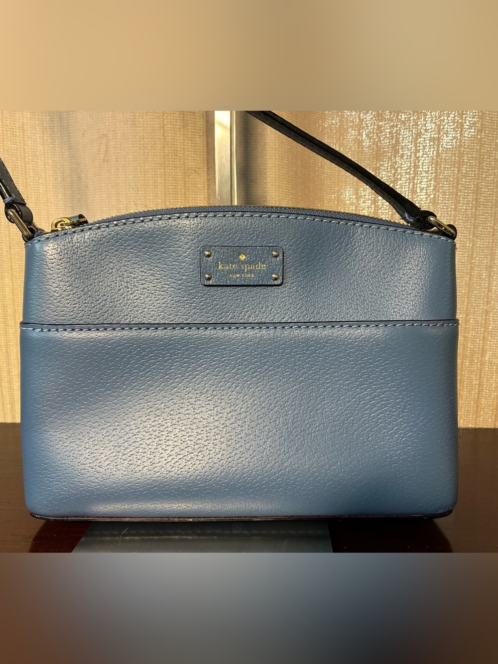 kate spade Blue Leather Dome Crossbody with Gold Hardware
